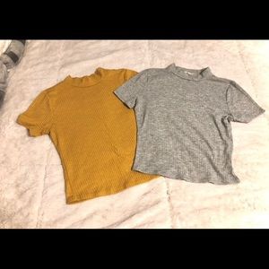 Bundle Pink Republic Ribbed Mock Neck Crop Tops